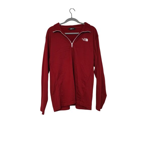 North Face fleece pullover mens sweatshirt XL Red Quarter Zip Fall NormCore Cozy - Picture 1 of 7